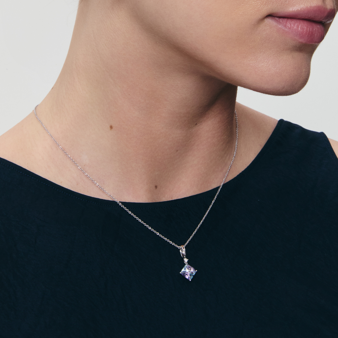 Detachable Harlequin Blue Topaz and Lavender Amethyst Pendant