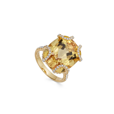 Special Editions Yellow Beryl and Diamond Wrap Ring
