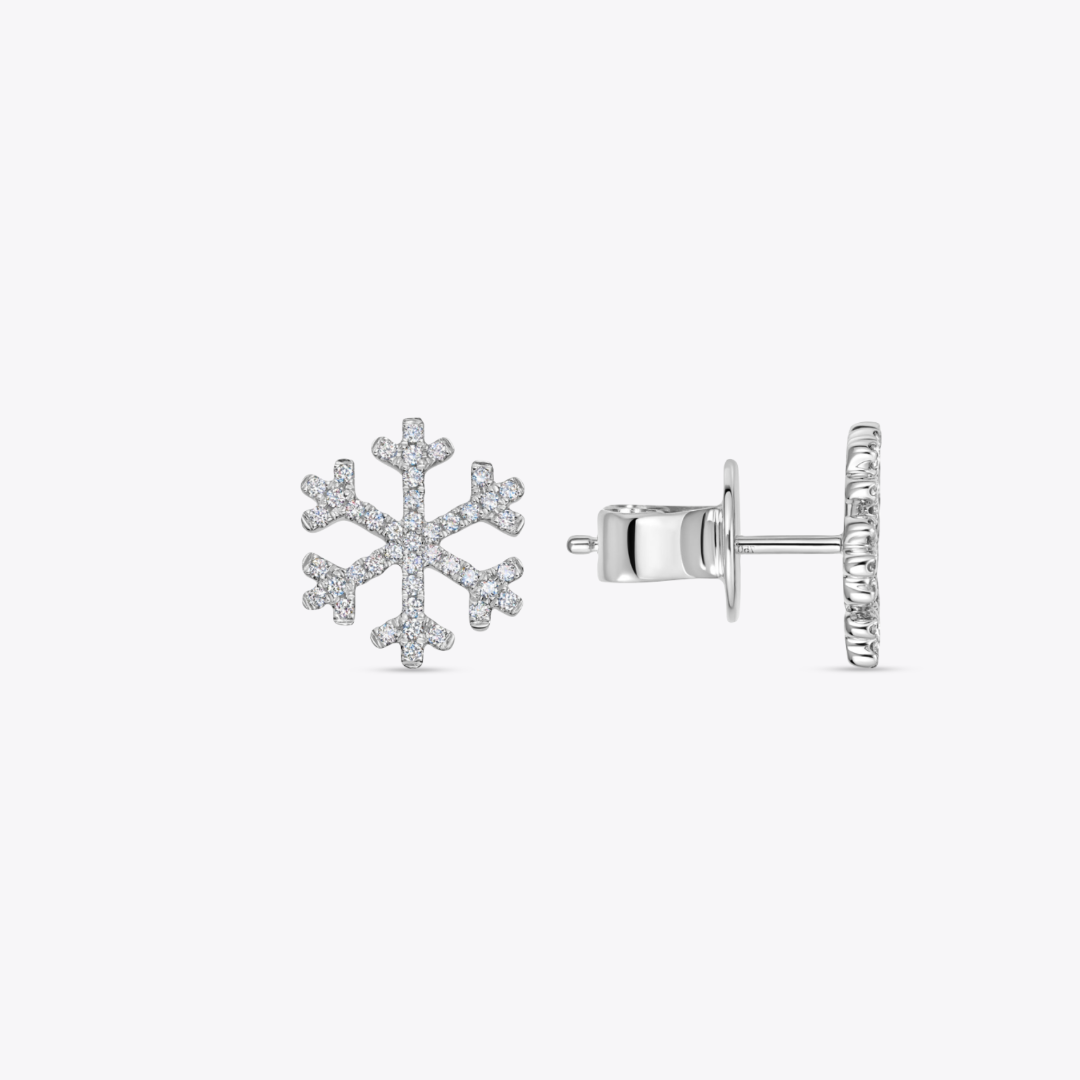 Snowflake Diamond Stud Earrings