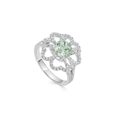 Special Editions Green Tourmaline and Diamond Clover Ring