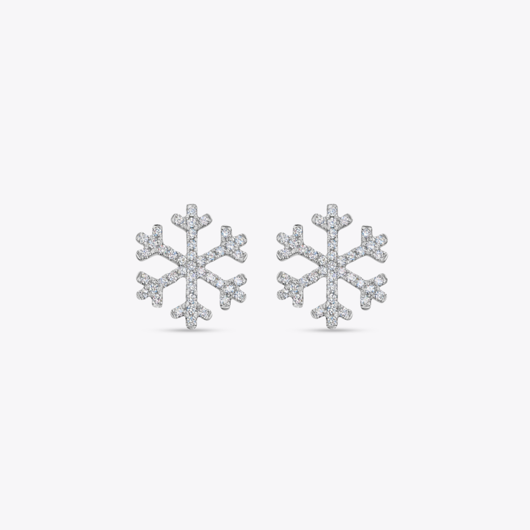 Snowflake Diamond Stud Earrings