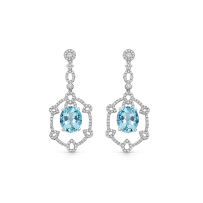 Special Editions Aquamarine and Open Diamond Frame Earrings