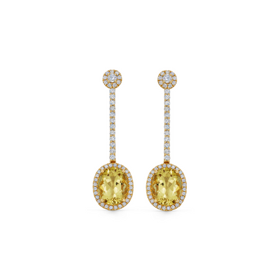 Special Editions Yellow Beryl and Diamond Long Drop Earrings