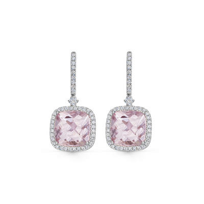 Special Editions Cushion Morganite and Diamond Earrings