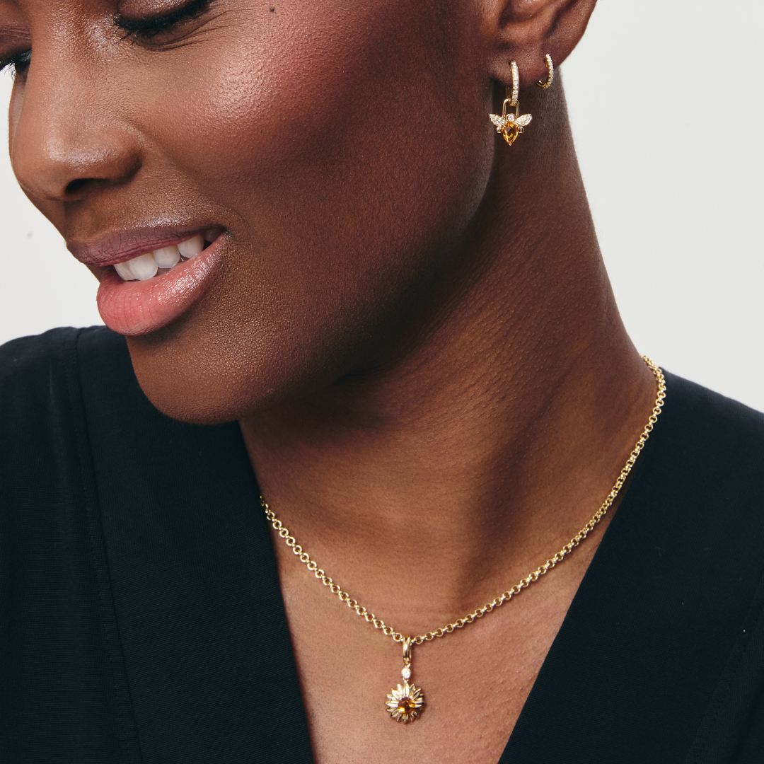 Detachable Citrine Sunflower Pendant