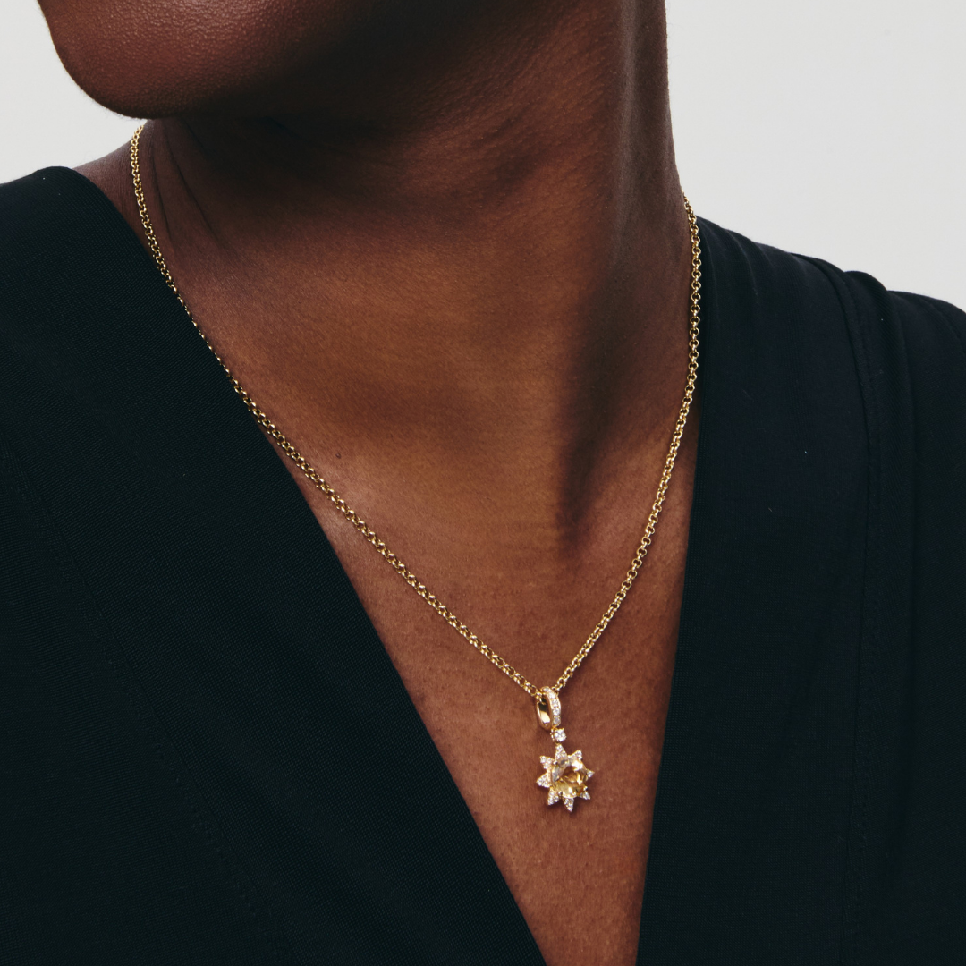 Detachable Citrine and Diamond Sunshine Pendant