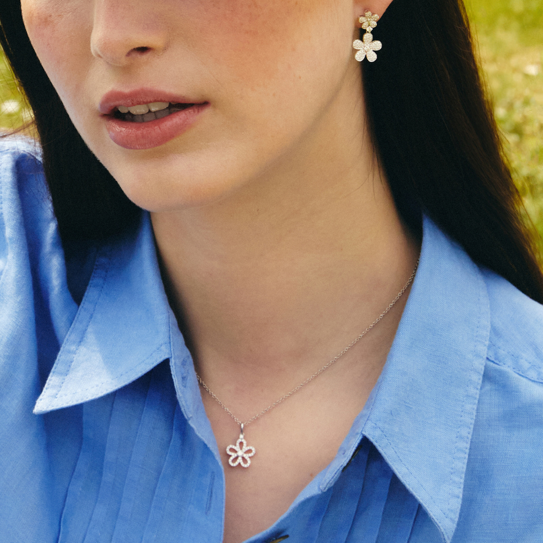 Petals Diamond Pavé Flower Pendant