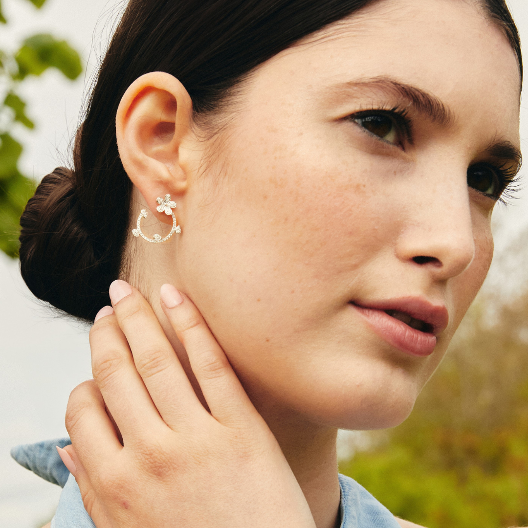 Petals Pave Diamond Curl Earrings