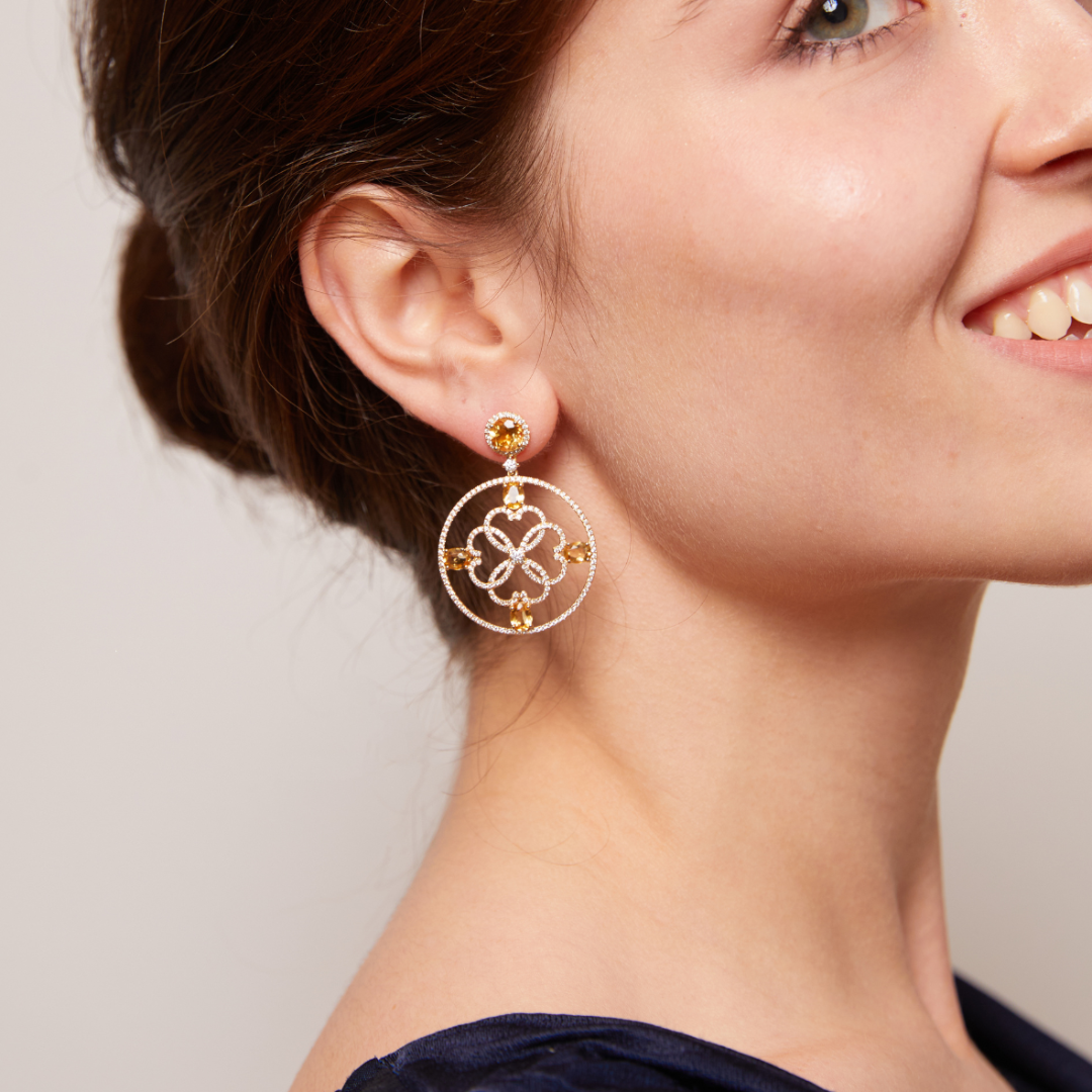 Kiki Diamonds Circle Citrine Earrings