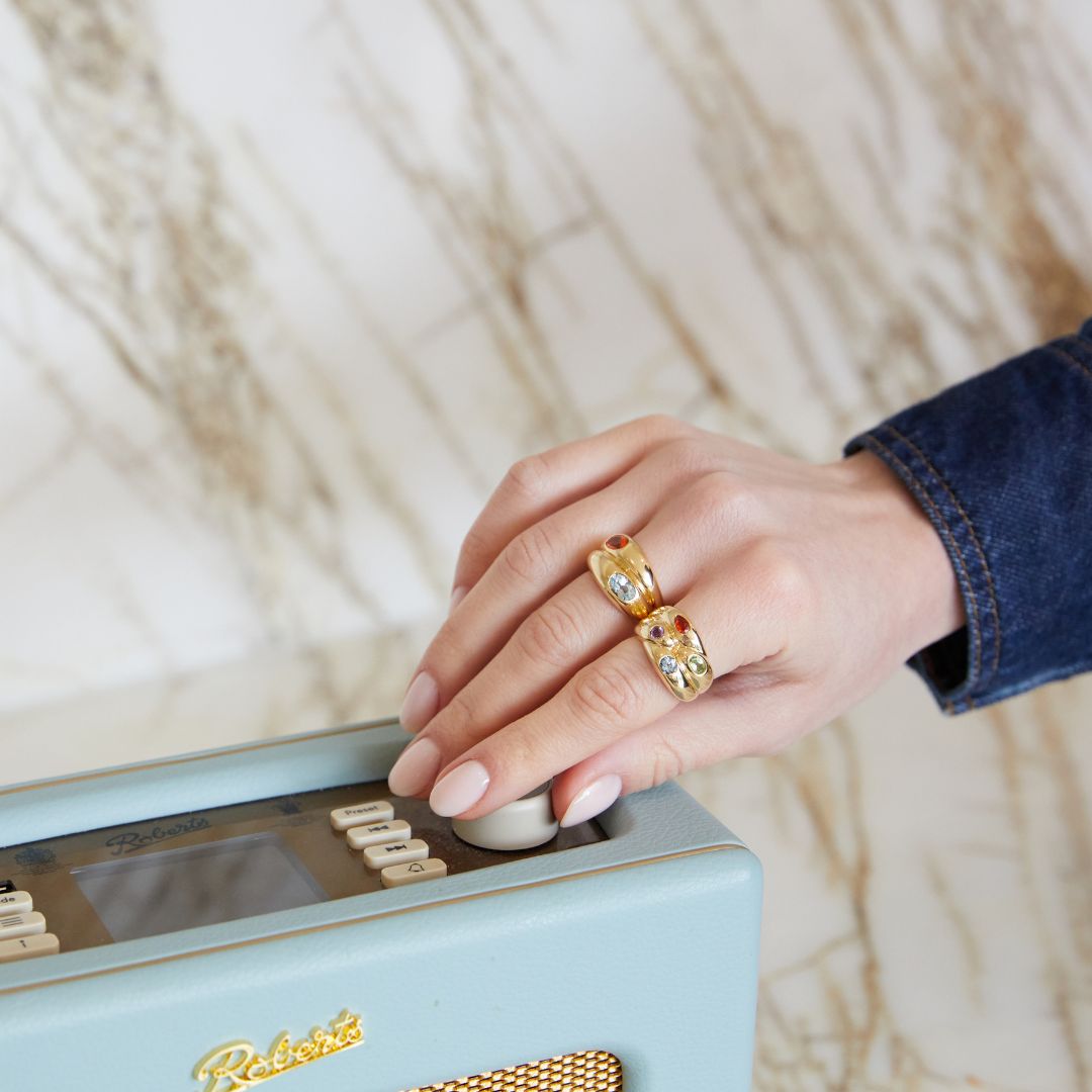 Everyday Gold Twisted Multi Gemstone Ring