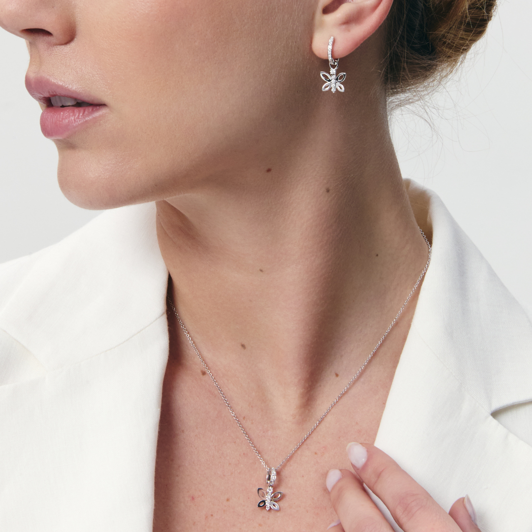Detachable Diamond Centre Butterfly Pendant