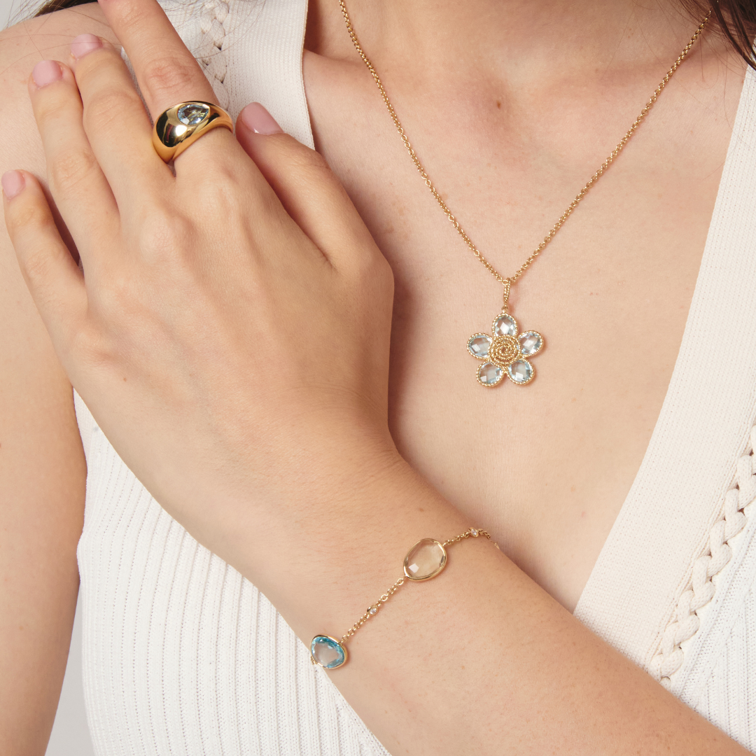 Candy Blue Topaz and Green Amethyst Bracelet