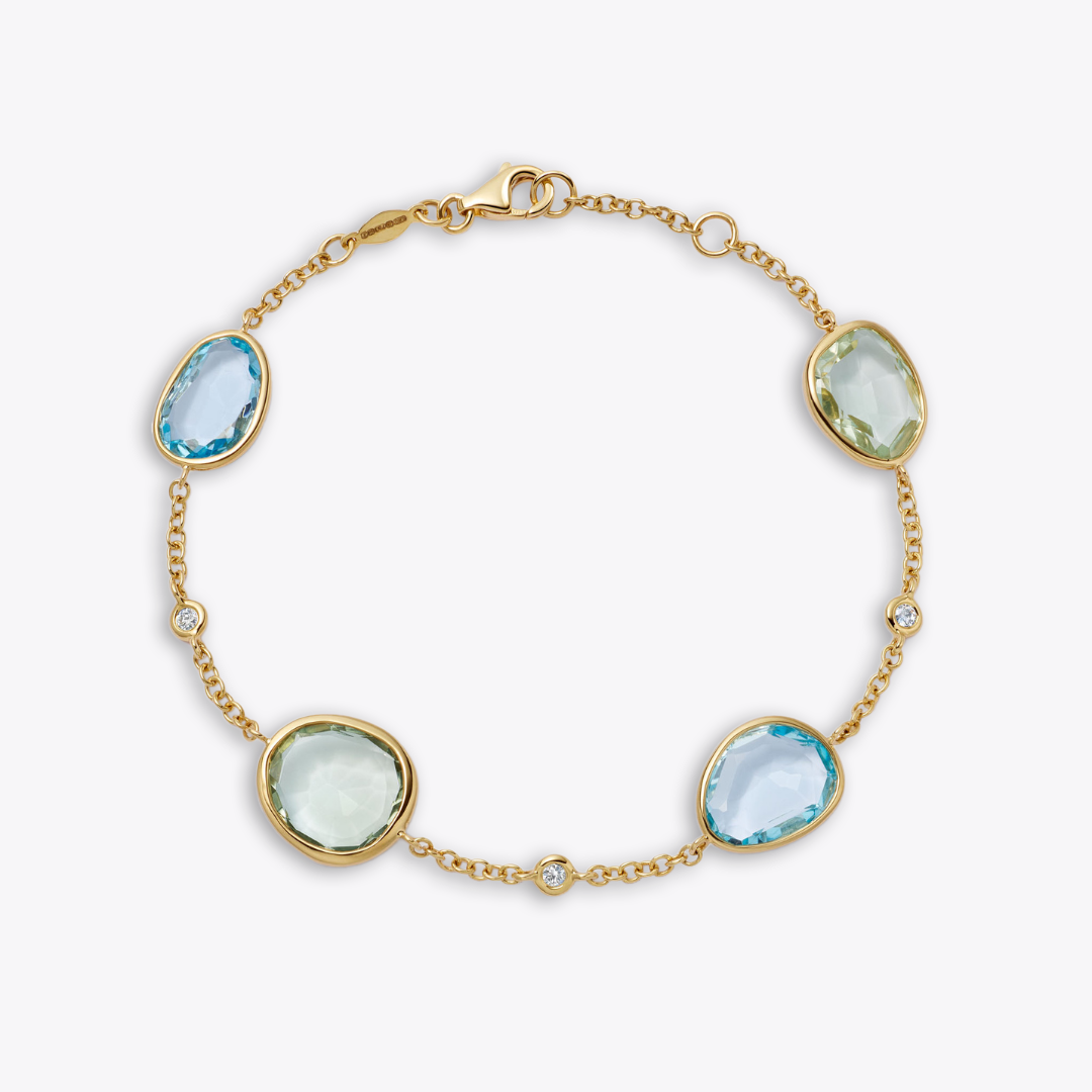 Candy Blue Topaz and Green Amethyst Bracelet