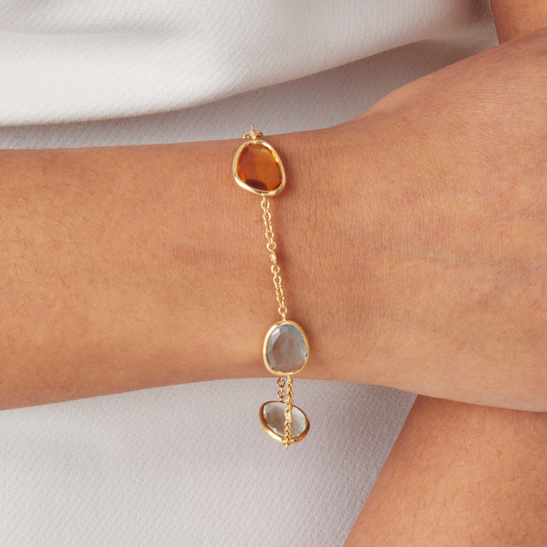 Candy Amethyst, Green Amethyst, Blue Topaz and Citrine Bracelet