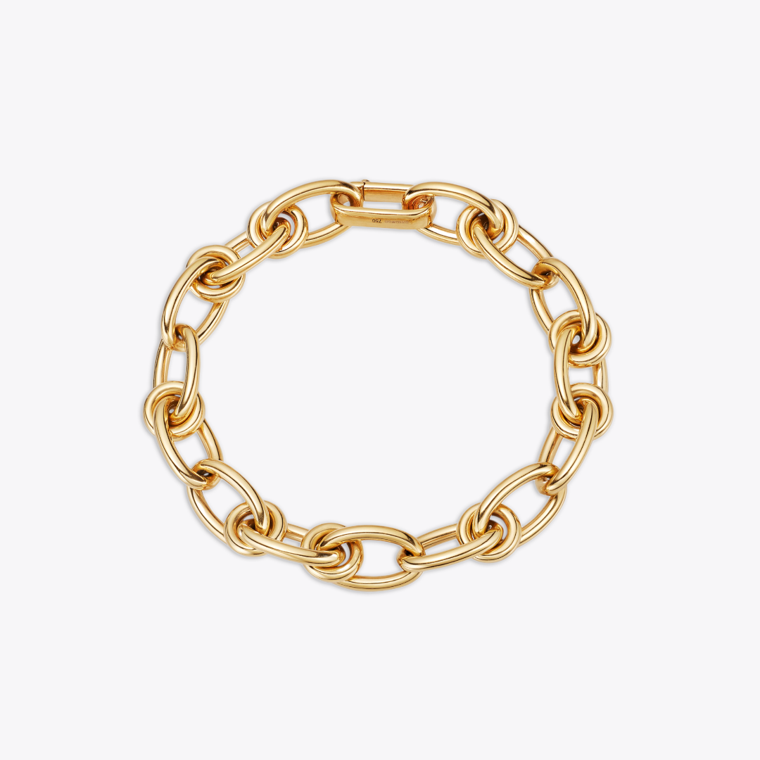 Everyday Gold Oval and Round Link Bracelet with Clip Clasp