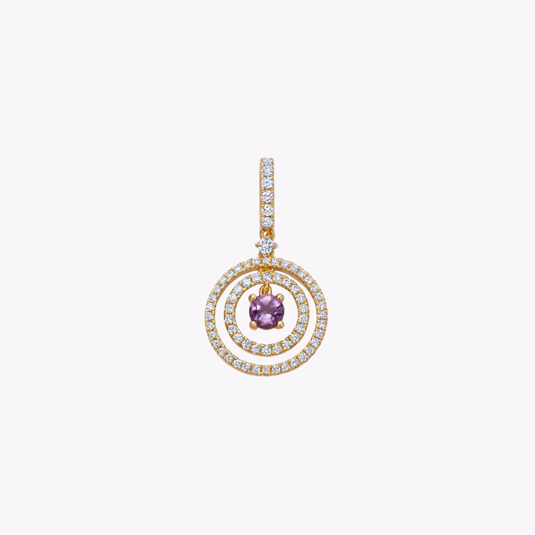 Birthstones February Amethyst and Diamond Pendant Necklace