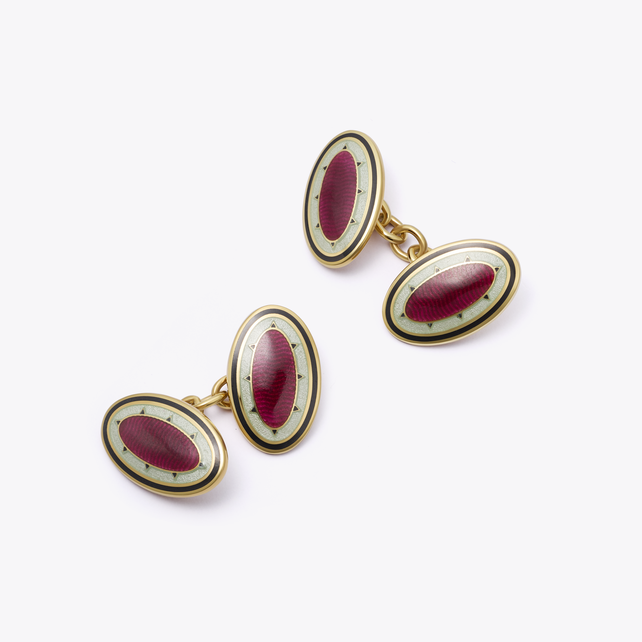 Coco Burgundy and Light Grey Enamel Cufflinks