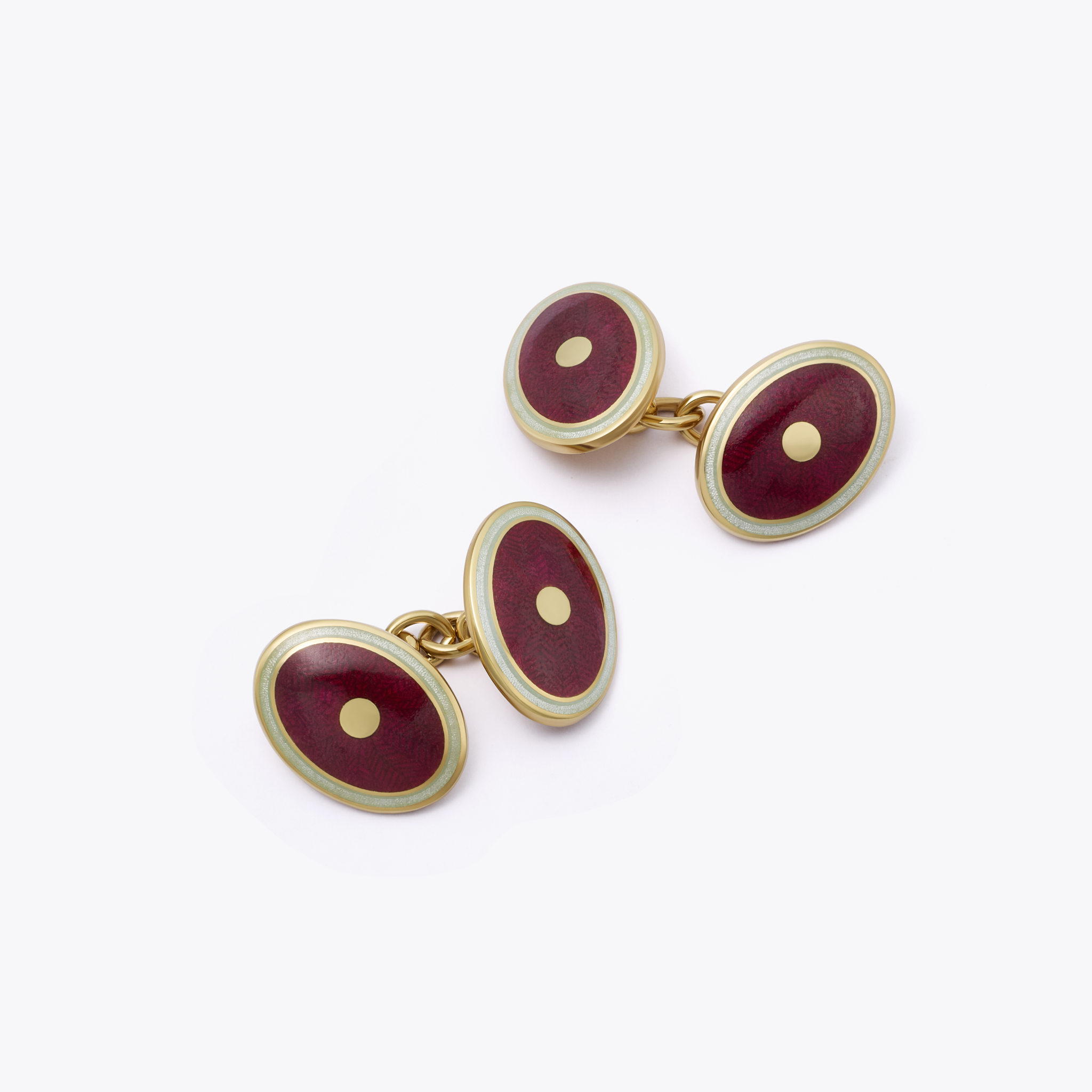 Feather Burgundy and Light Grey Enamel Cufflinks
