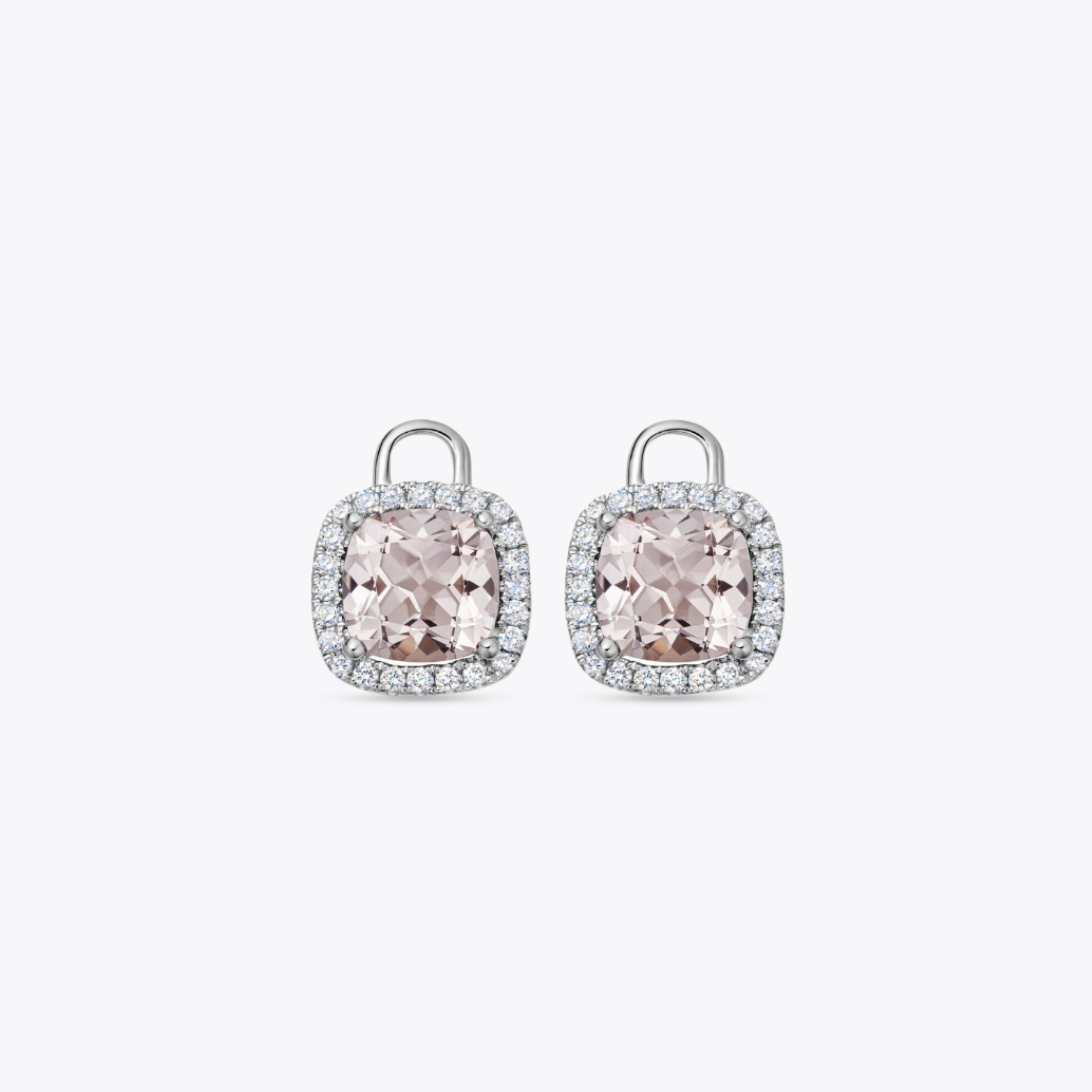 Kiki Cushion Mini Morganite and Diamond Detachable Drops