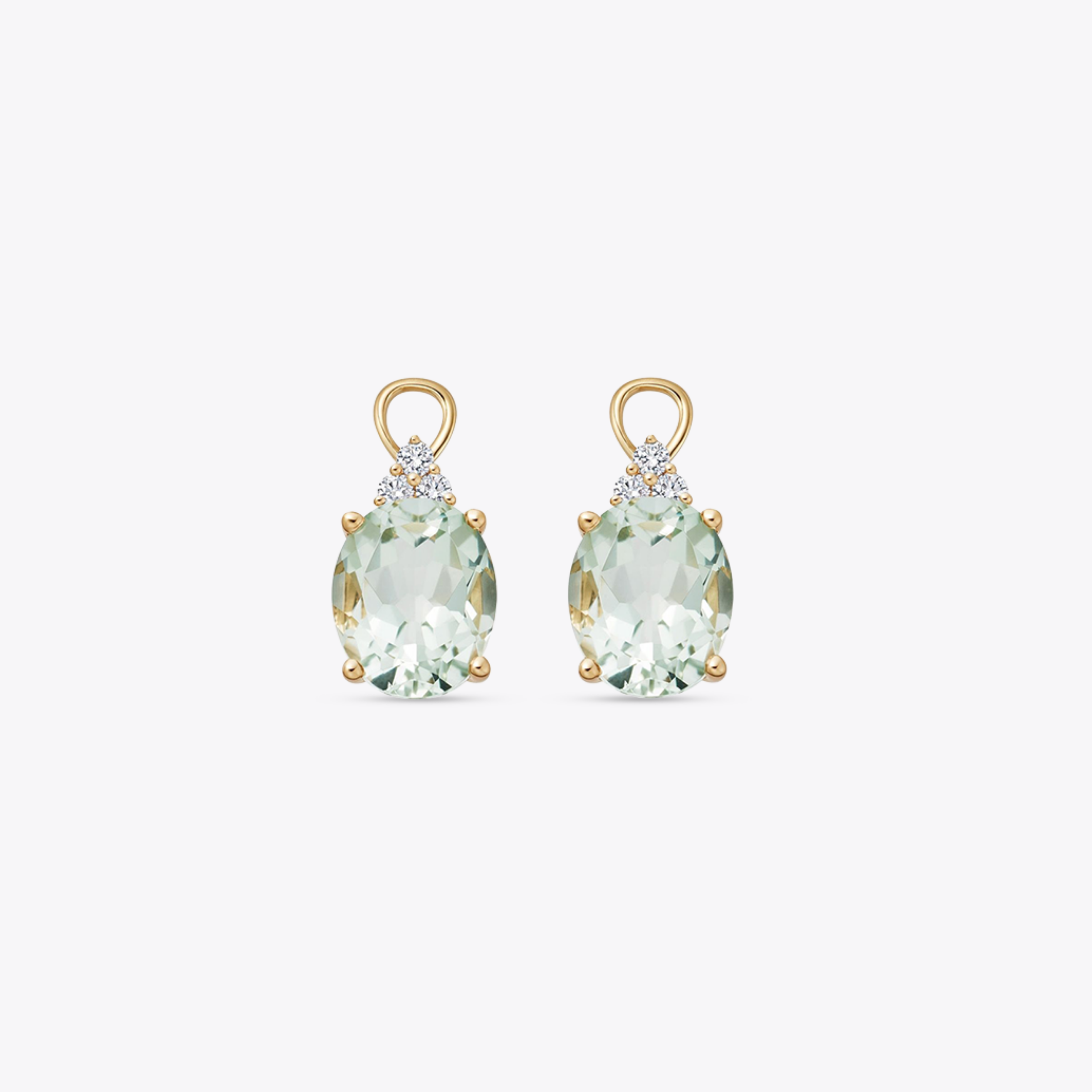 Oval Green Amethyst and Tri Diamond Top Detachable Drops