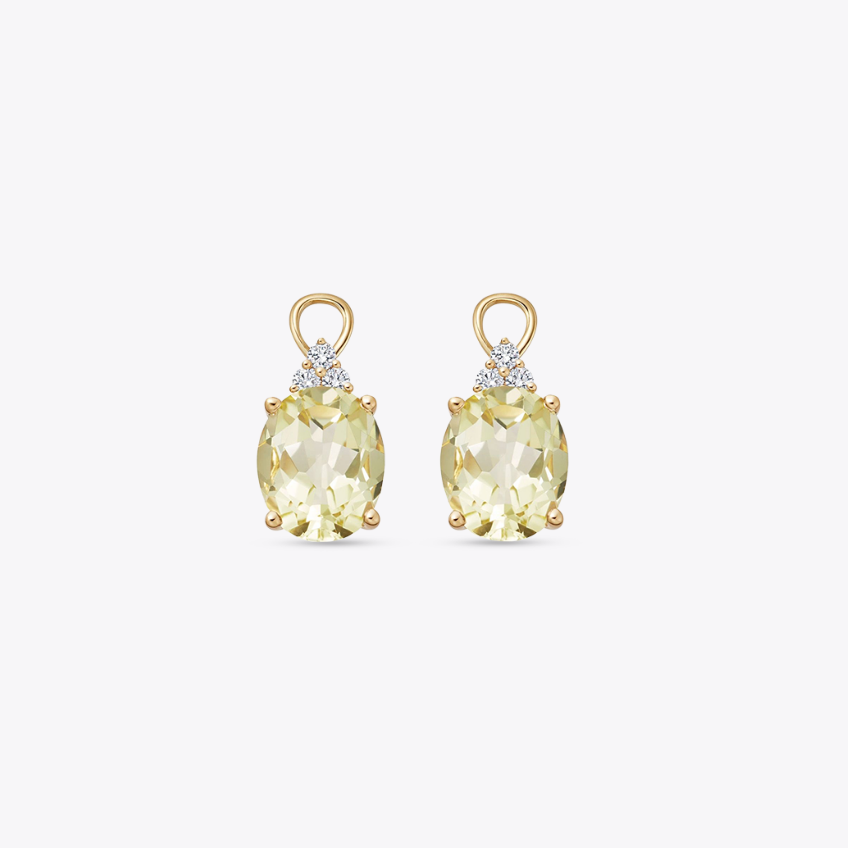 Oval Lemon Quartz and Tri Diamond Top Detachable Drops