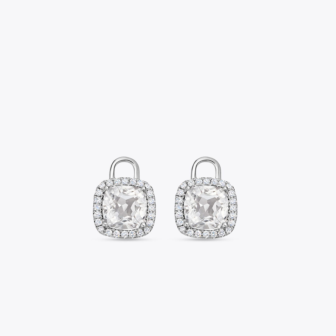 Kiki Cushion Mini White Topaz and Diamond Detachable Drops