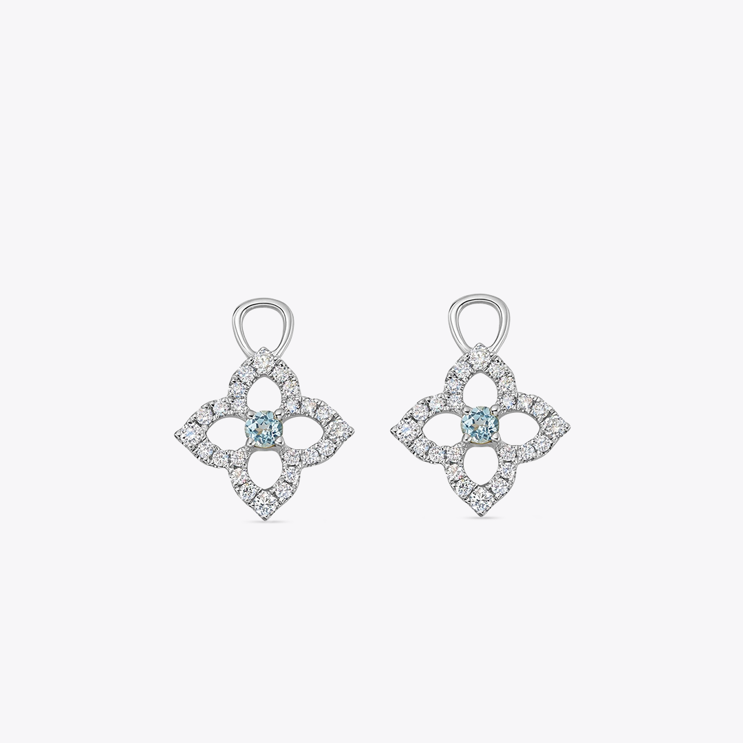 Pointed Petal Diamond and Blue Topaz Detachable Drops