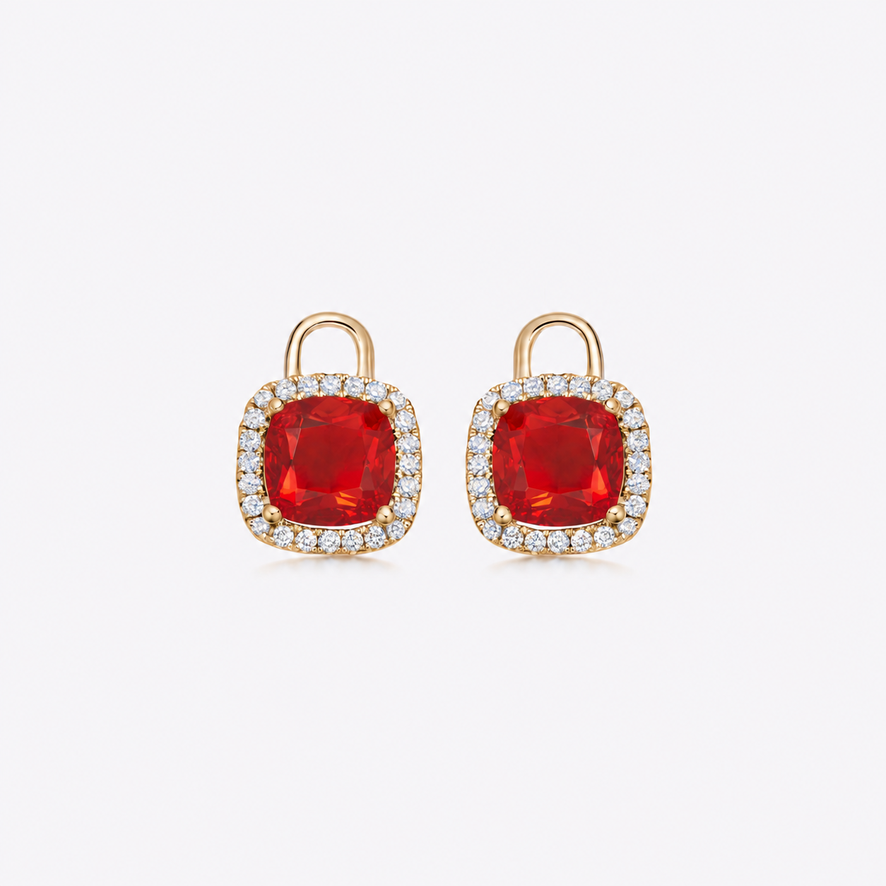 Kiki Cushion Mini Fire Opal and Diamond Detachable Drops