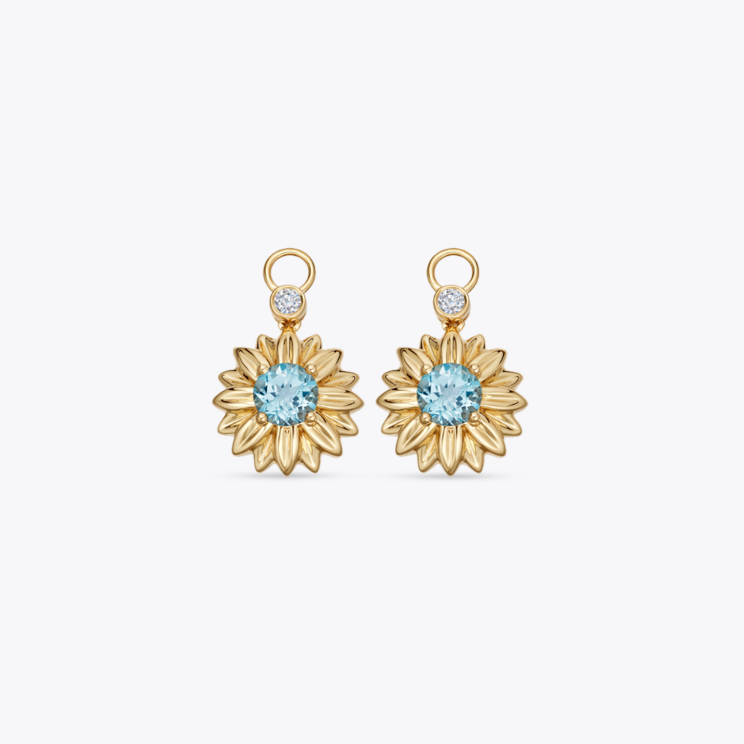 Sunflower Blue Topaz and Diamond Detachable Drops