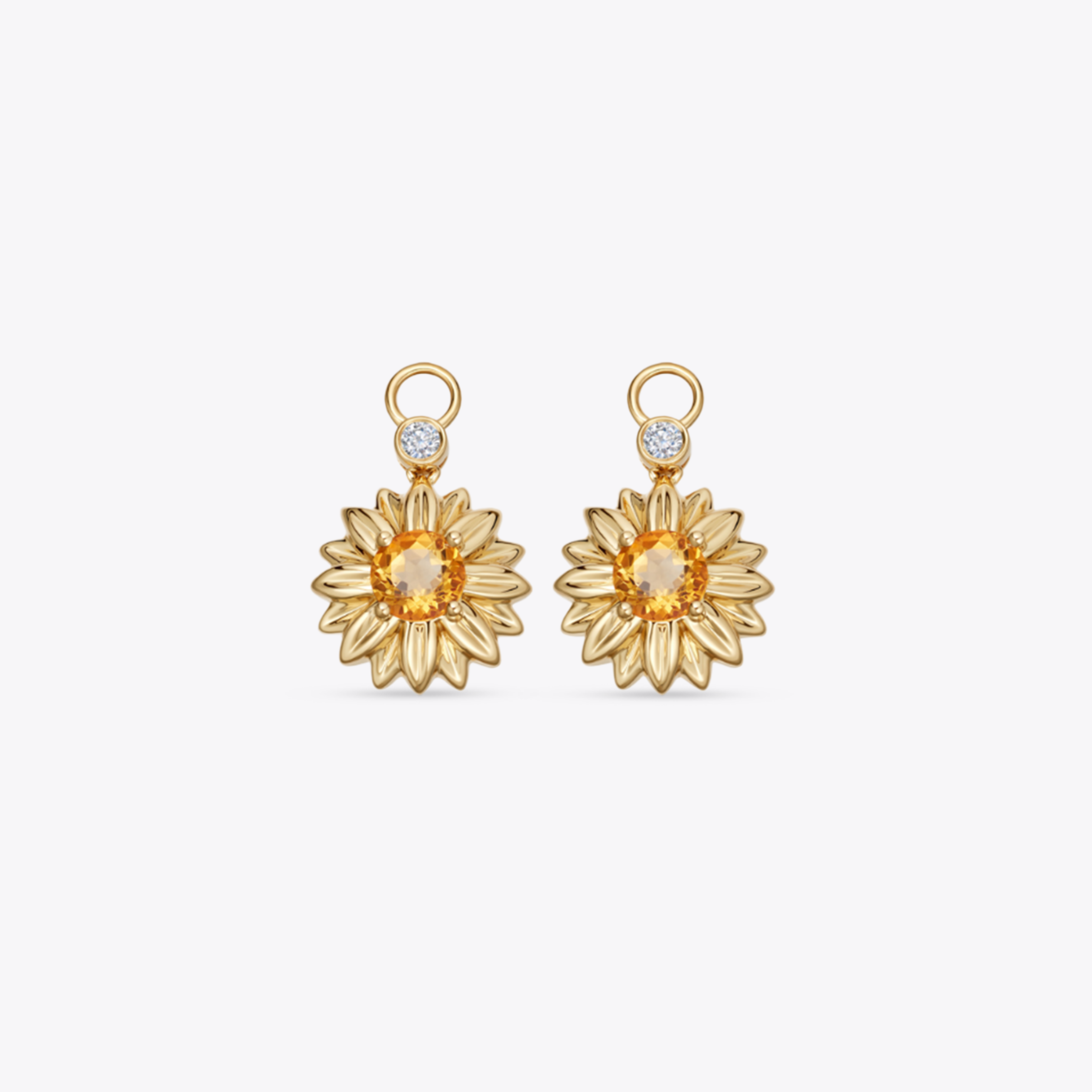 Sunflower Citrine and Diamond Detachable Drops