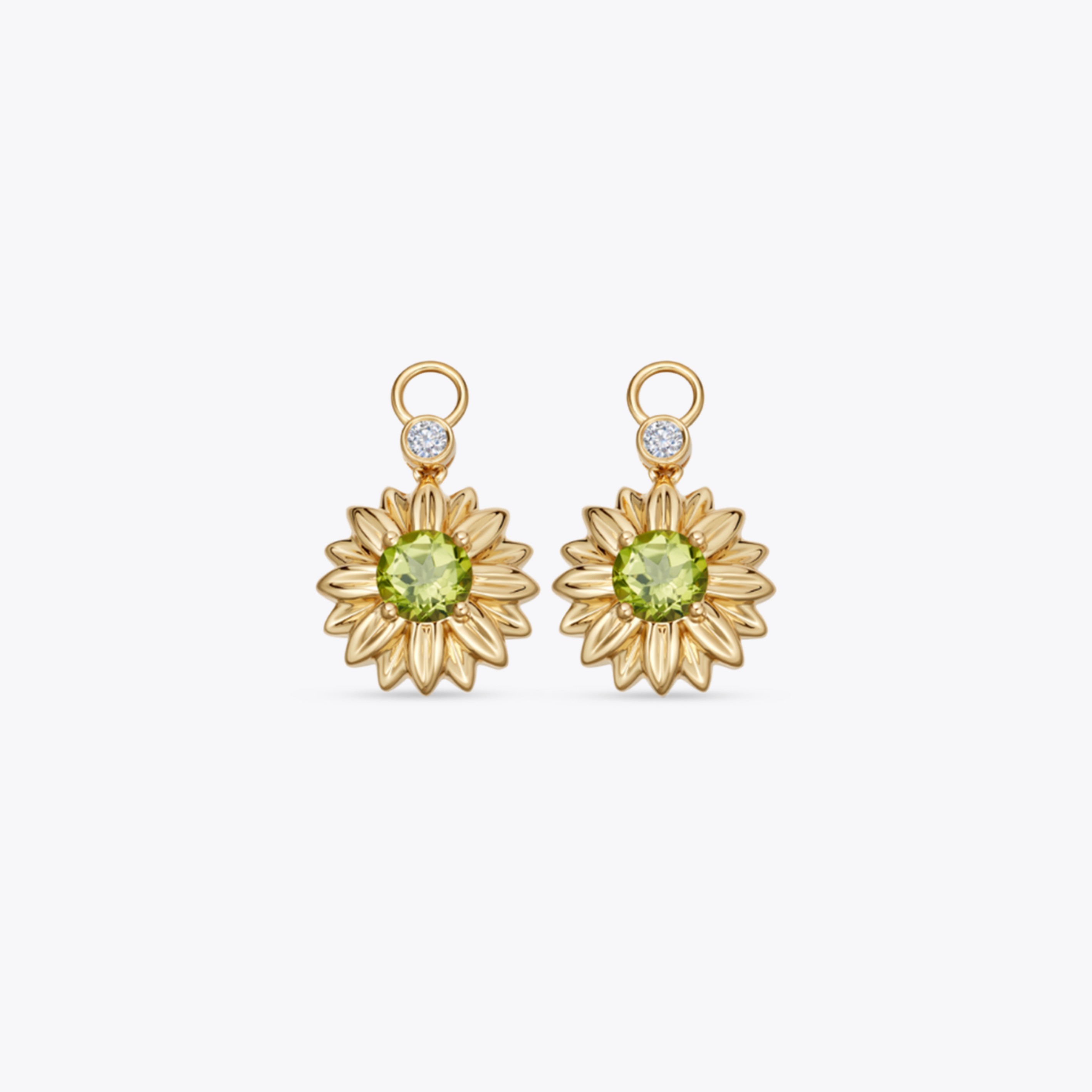 Sunflower Peridot and Diamond Detachable Drops