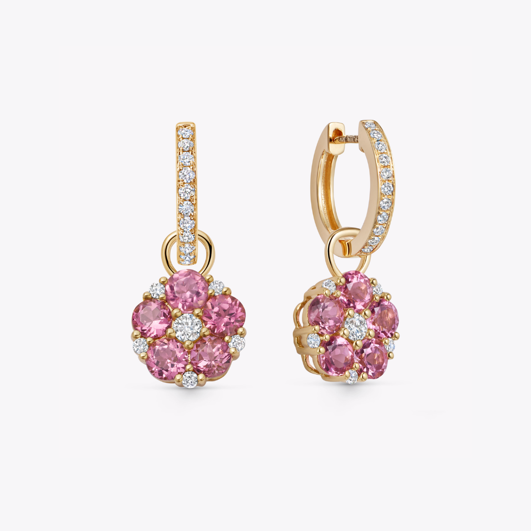 Petals Pink Tourmaline and Diamond Detachable Drops