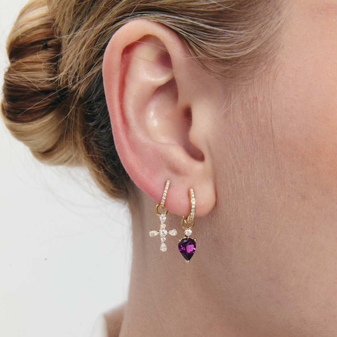 Pear Rhodolite Garnet and Diamond Accent Detachable Drops