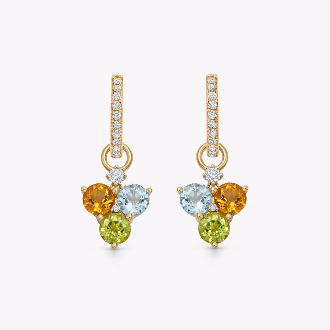 Cluster Blue Topaz, Citrine and Peridot Detachable Drops