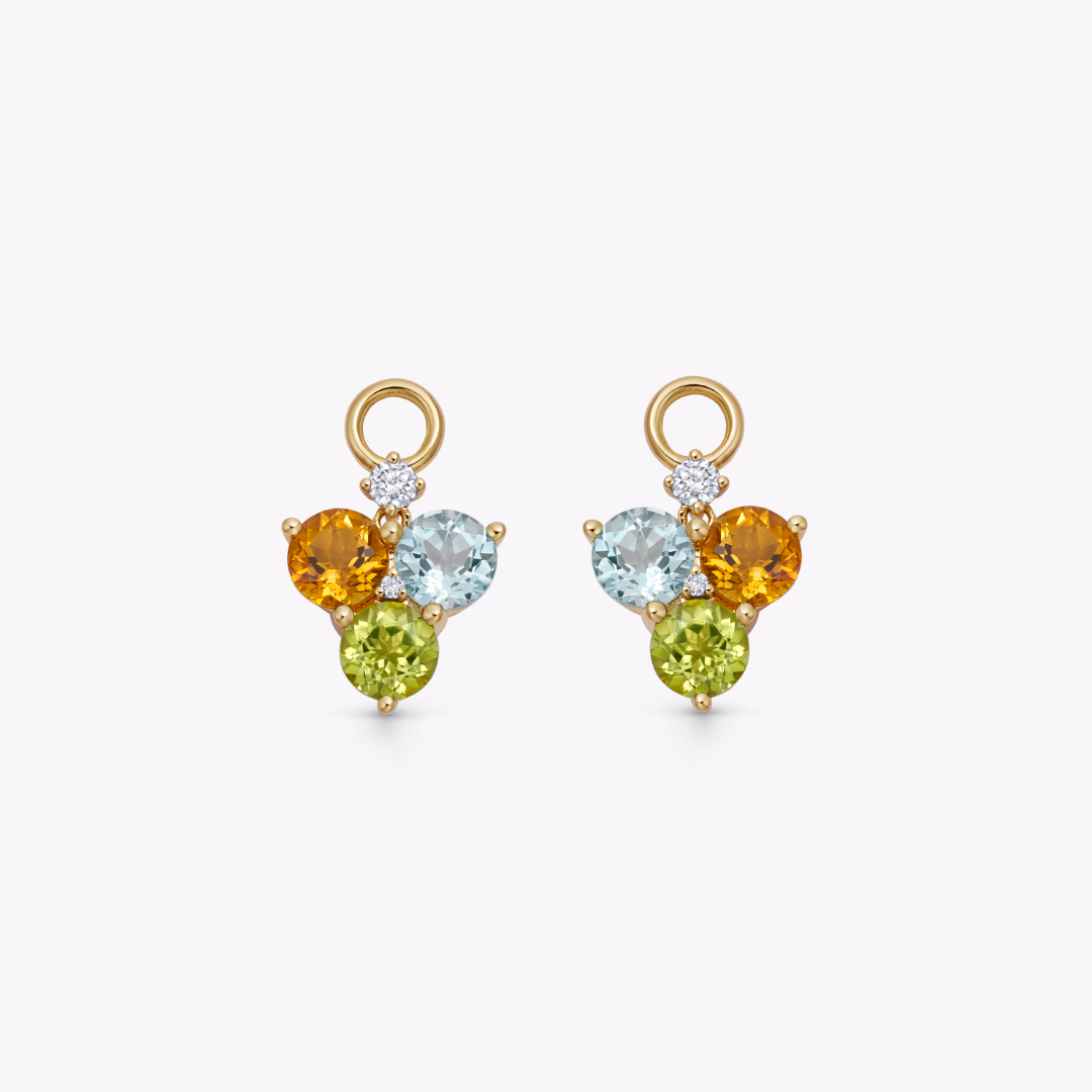 Cluster Blue Topaz, Citrine and Peridot Detachable Drops