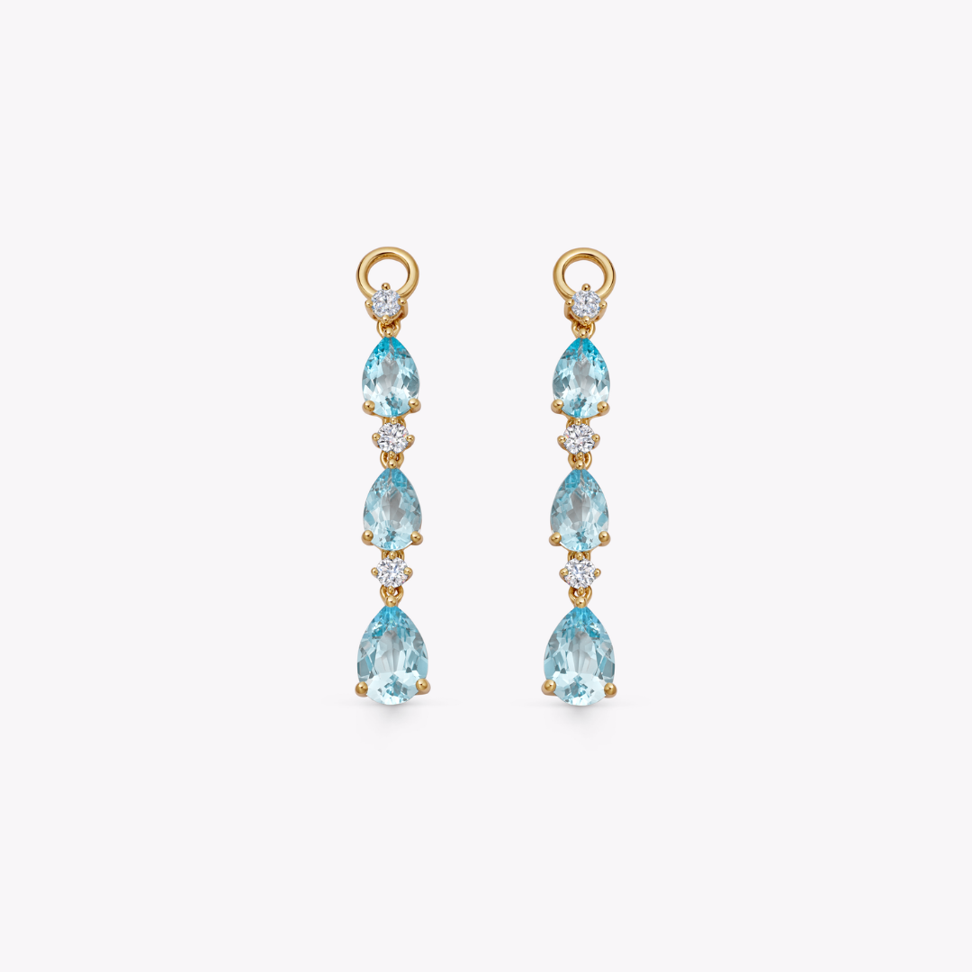 Triple Pear Blue Topaz and Diamond Accent Detachable Drops