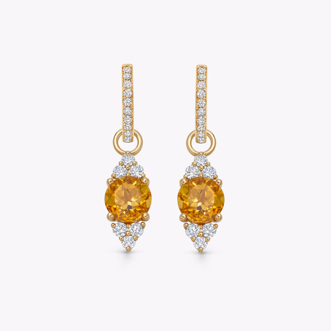 Citrine and Tri Diamond Tip Detachable Drops