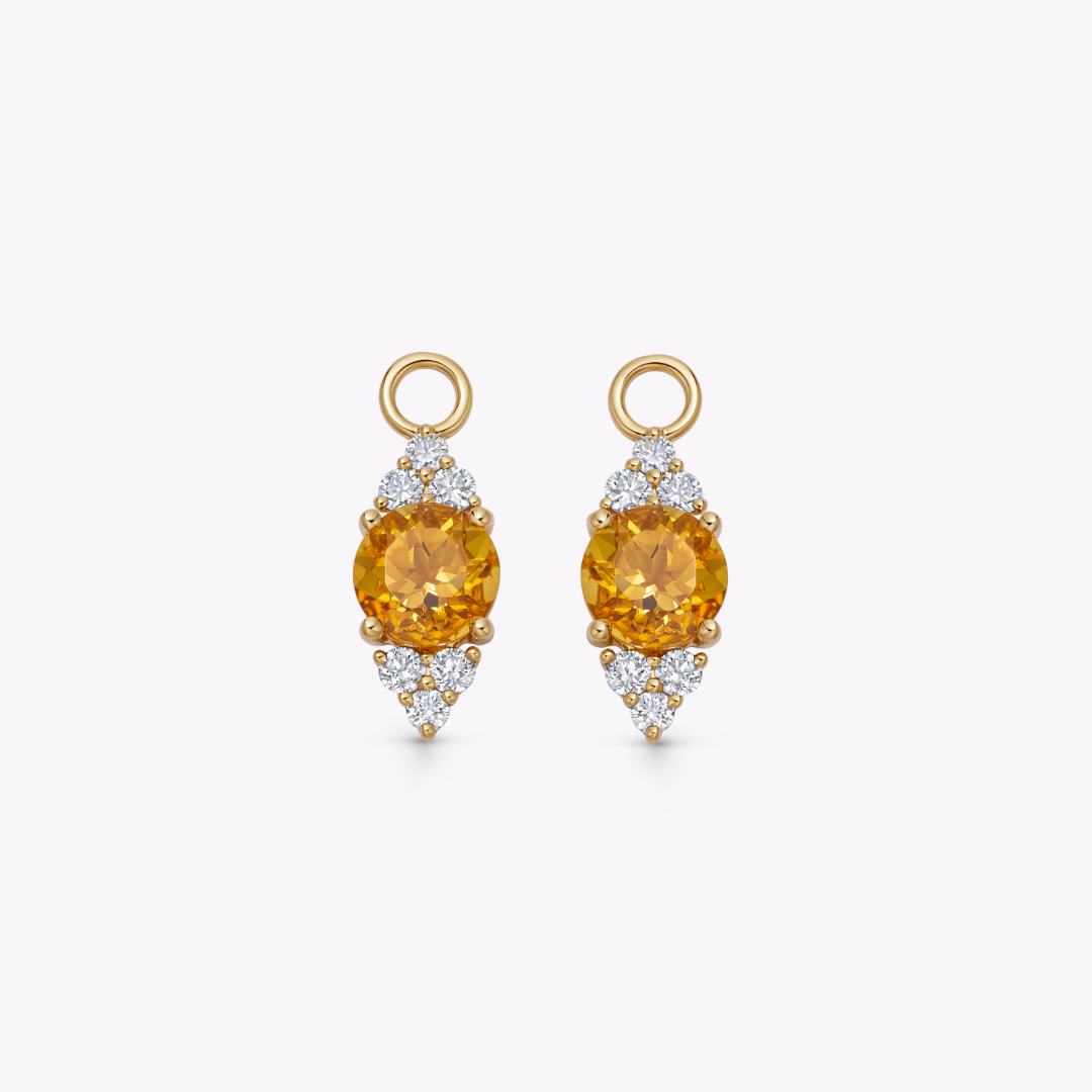 Citrine and Tri Diamond Tip Detachable Drops