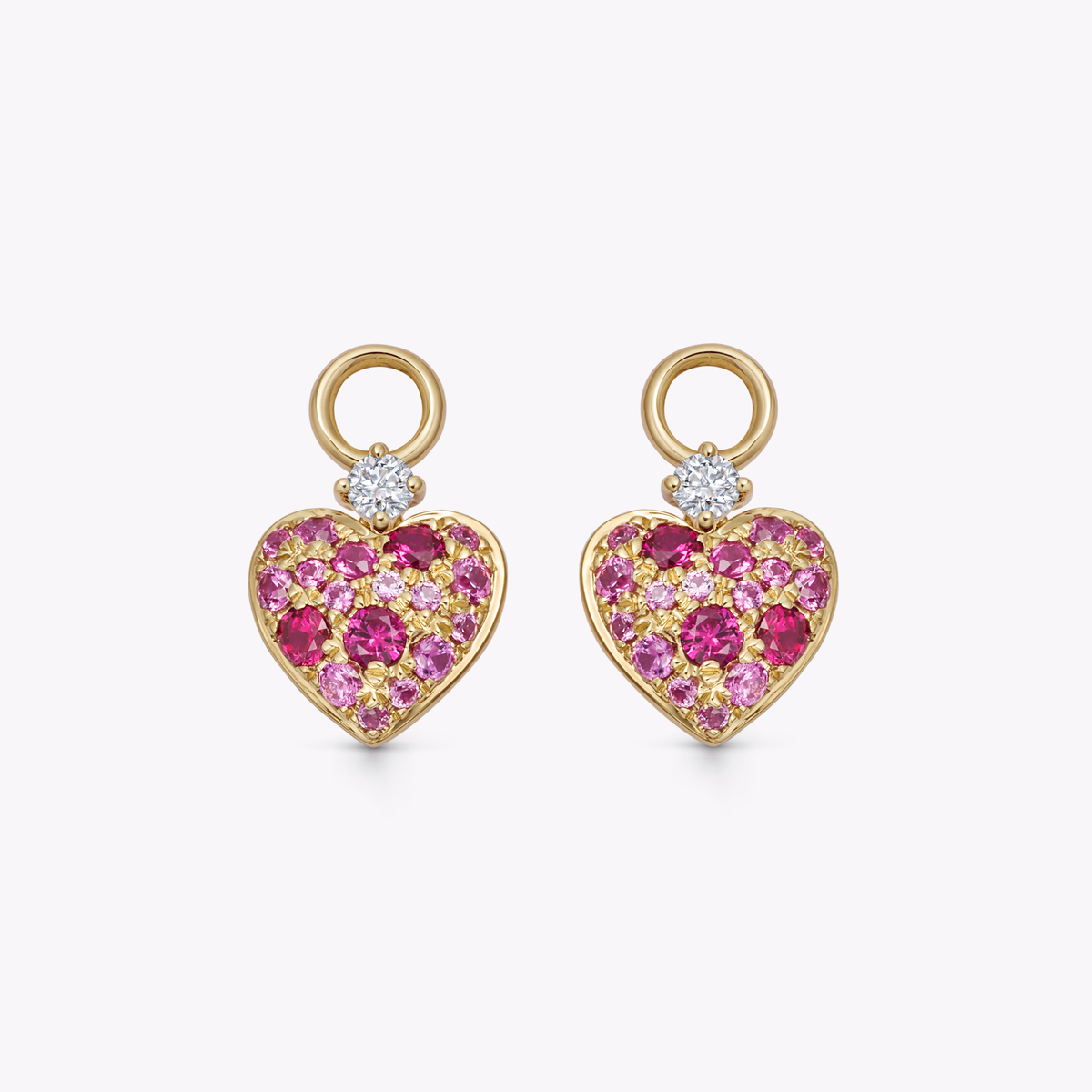 Pink Sapphire, Ruby and Diamond Heart Detachable Drops | Kiki 
