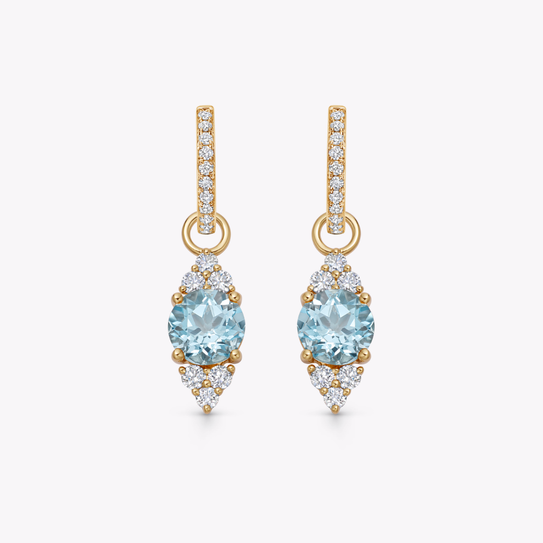 Blue Topaz and Tri Diamond Tip Detachable Drops
