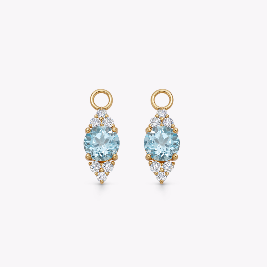Blue Topaz and Tri Diamond Tip Detachable Drops