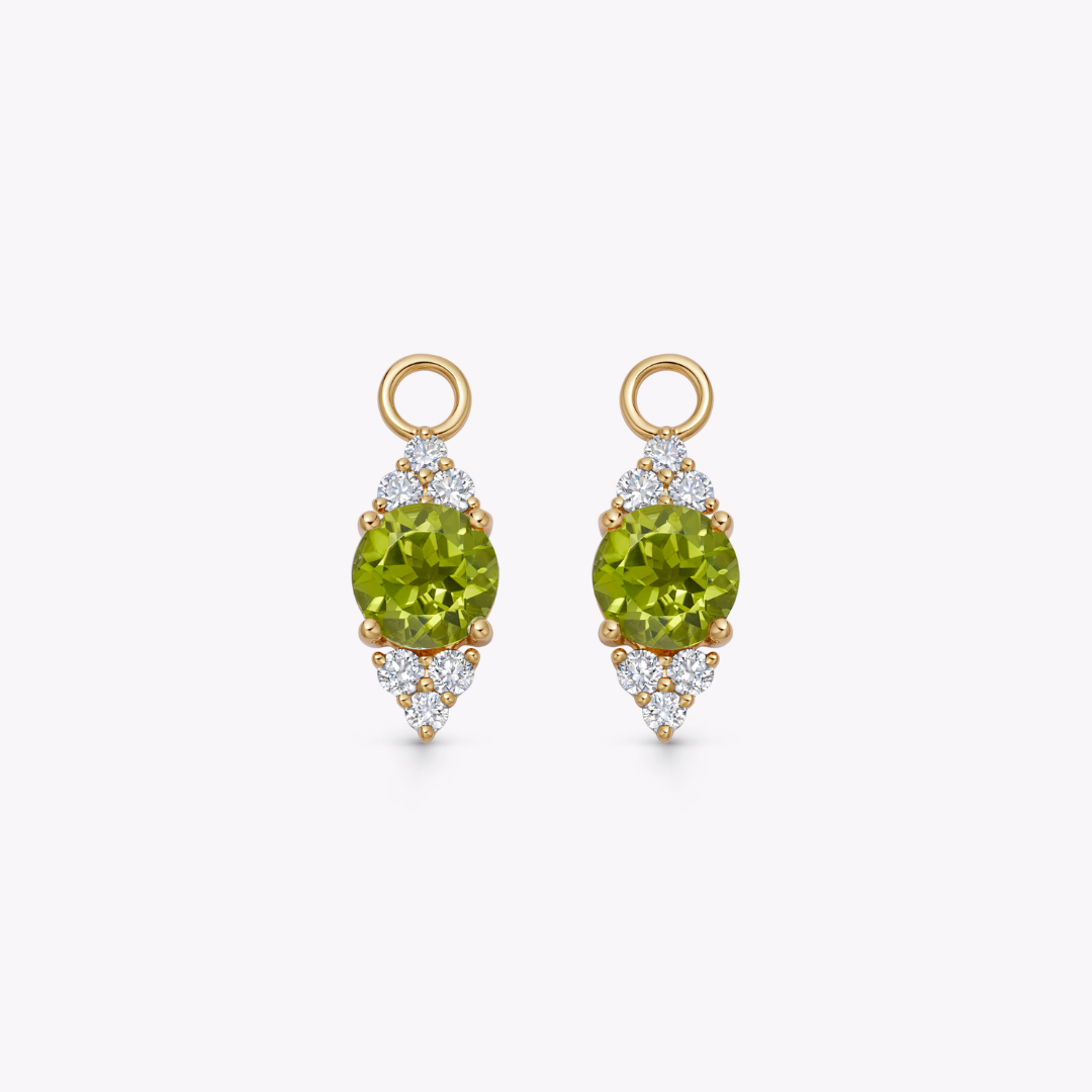 Peridot and Tri Diamond Tip Detachable Drops