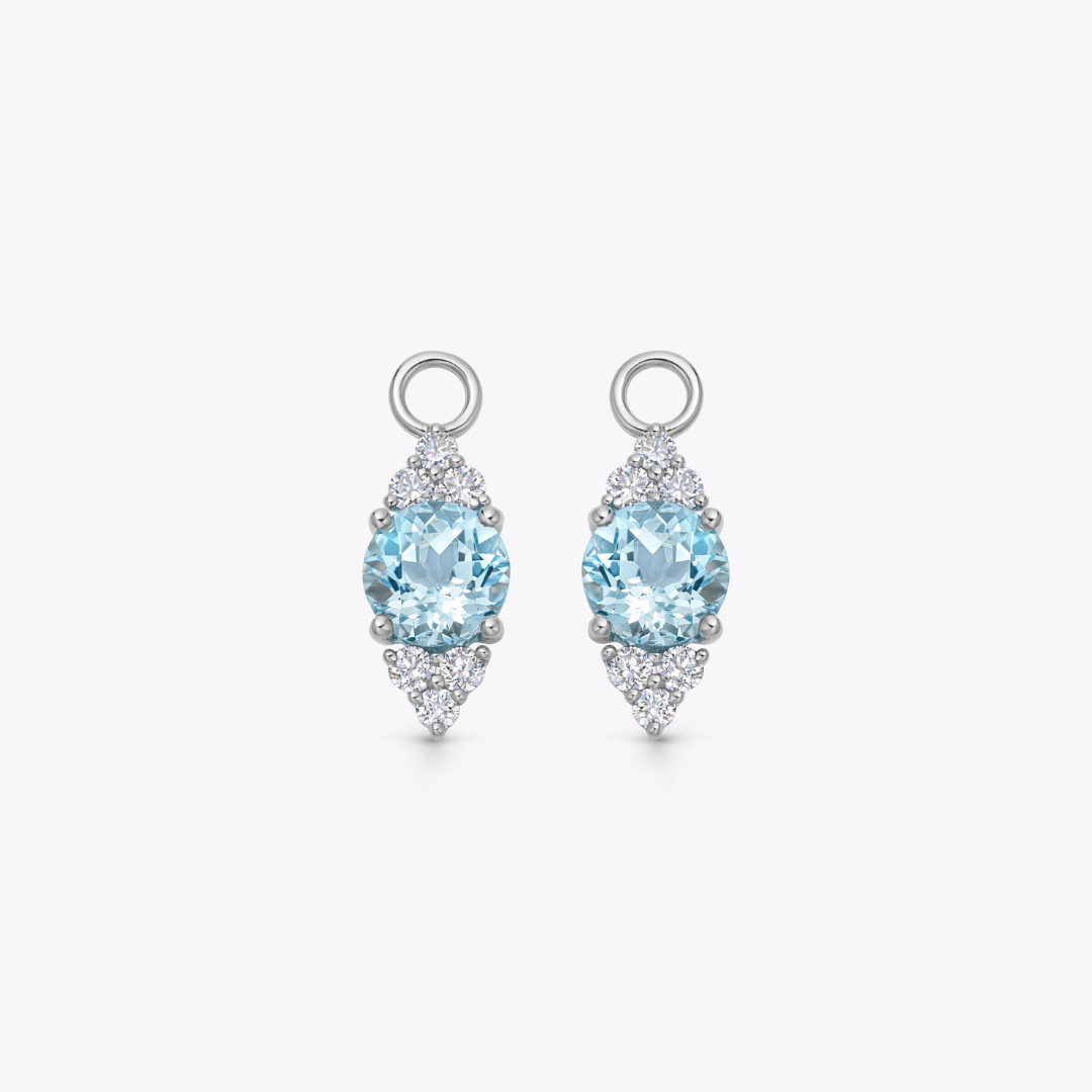 Blue Topaz and Tri Diamond Tip Detachable Drops