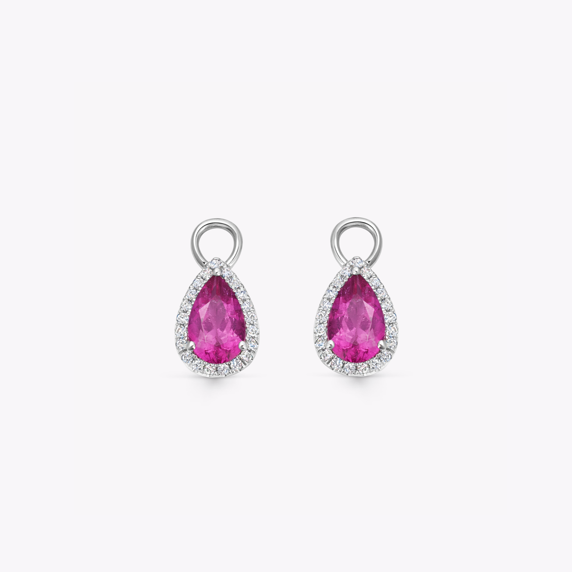 Special Editions Pear Rubellite and Diamond Detachable Drops