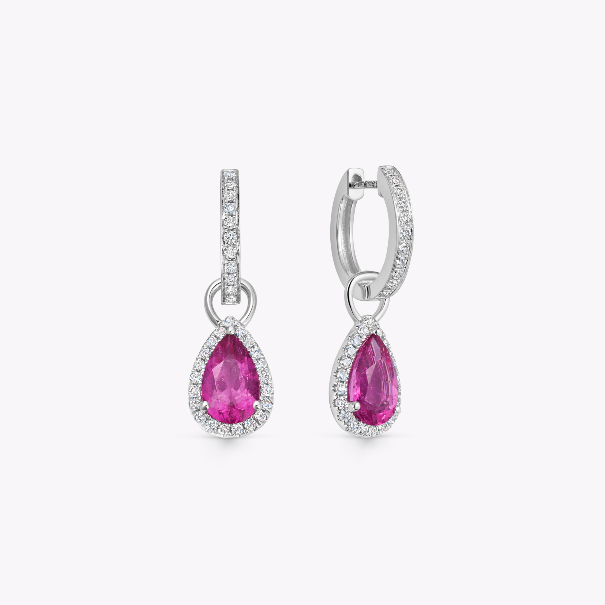 Special Editions Pear Rubellite and Diamond Detachable Drops