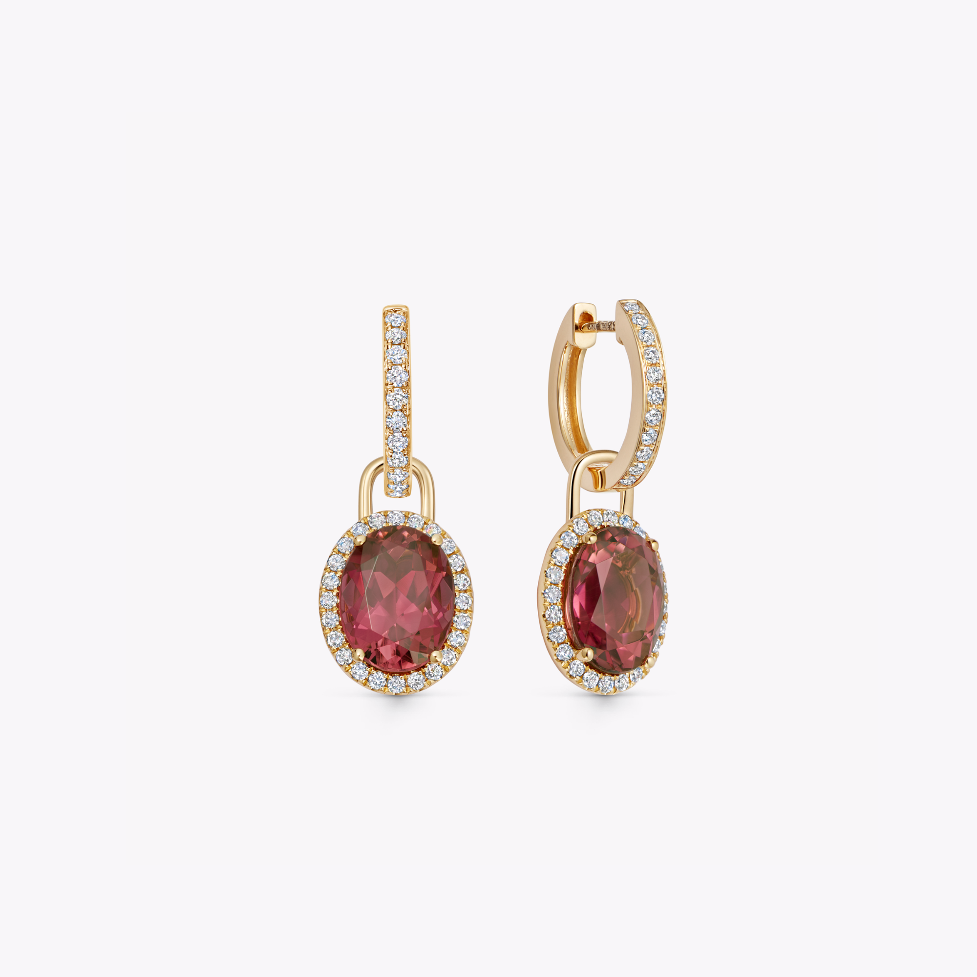 Special Editions Large Oval Pink Tourmaline and Diamond Detachable Drops