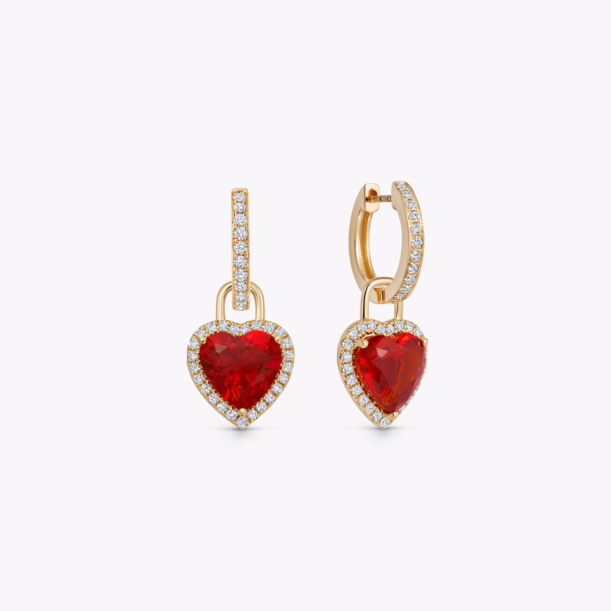 Special Editions Heart Fire Opal and Diamond Detachable Drops