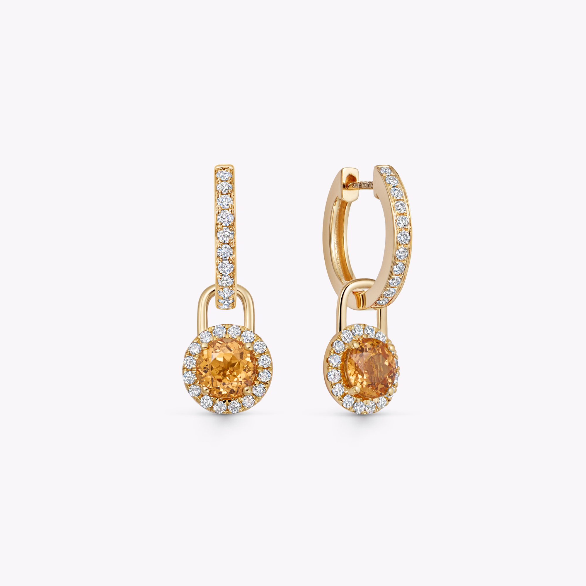 Special Editions Round Mandarin Garnet and Diamond Detachable Drops