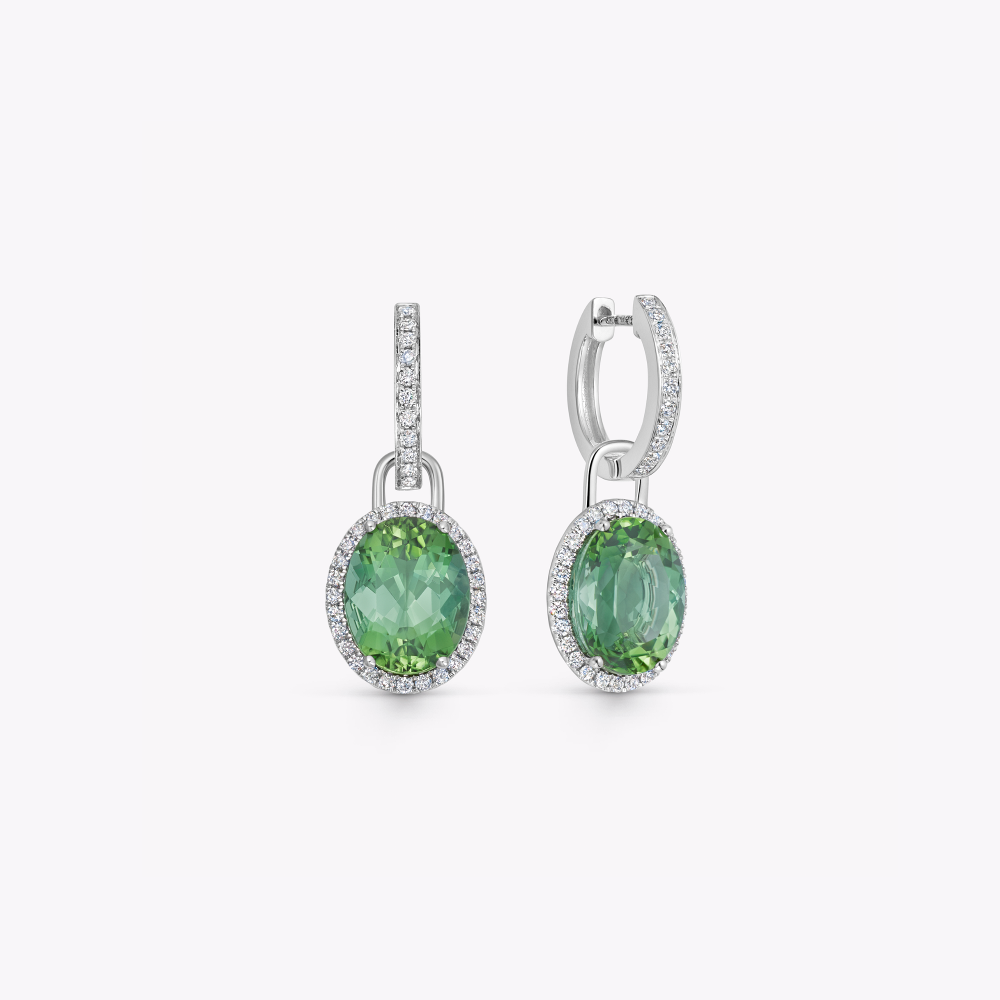 Special Editions Large Oval Green Tourmaline and Diamond Detachable Drops