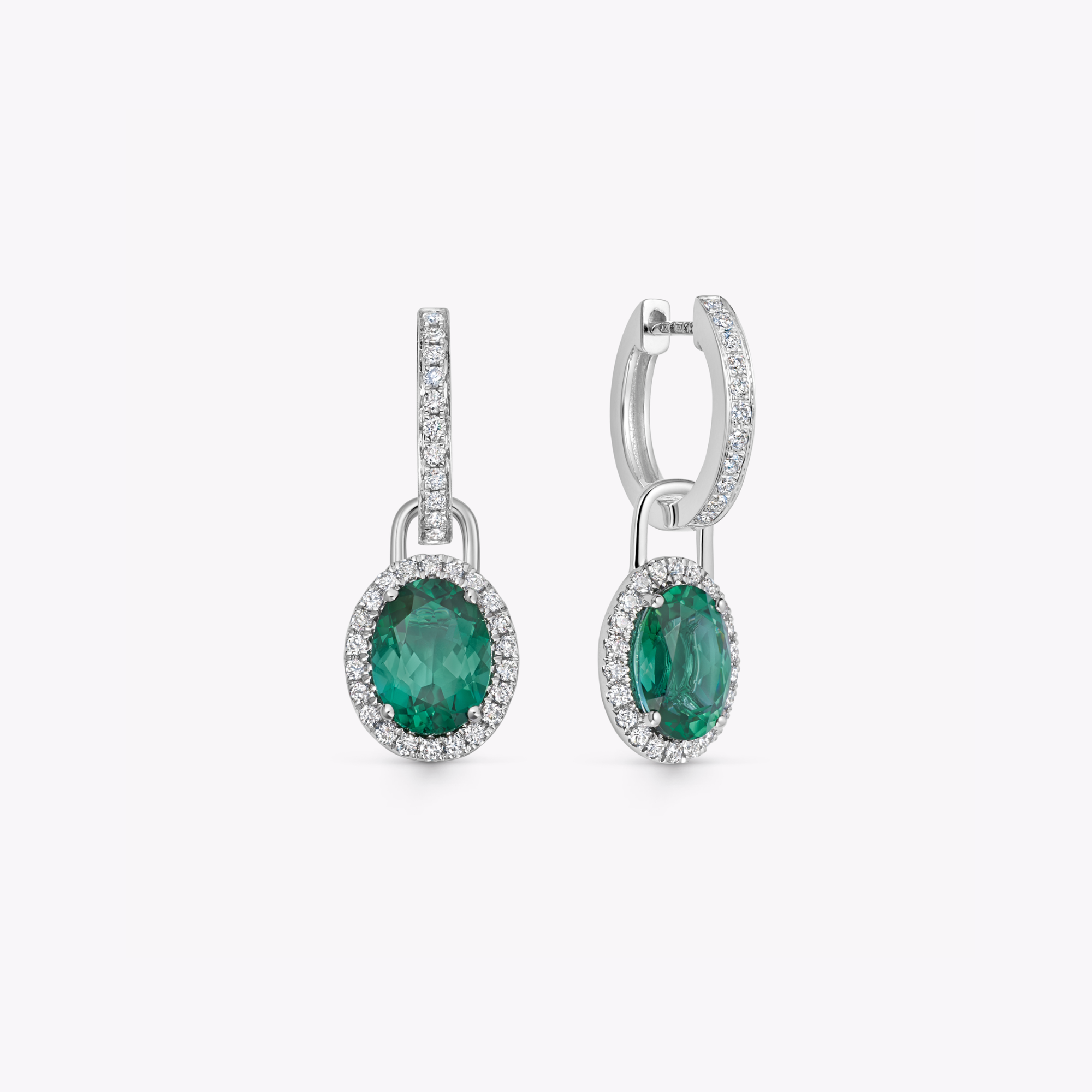 Special Editions Small Oval Green Tourmaline and Diamond Detachable Drops